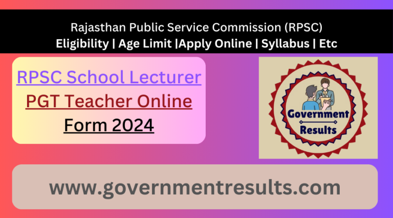 Rajasthan RPSC School Lecturer PGT Teacher Recruitment