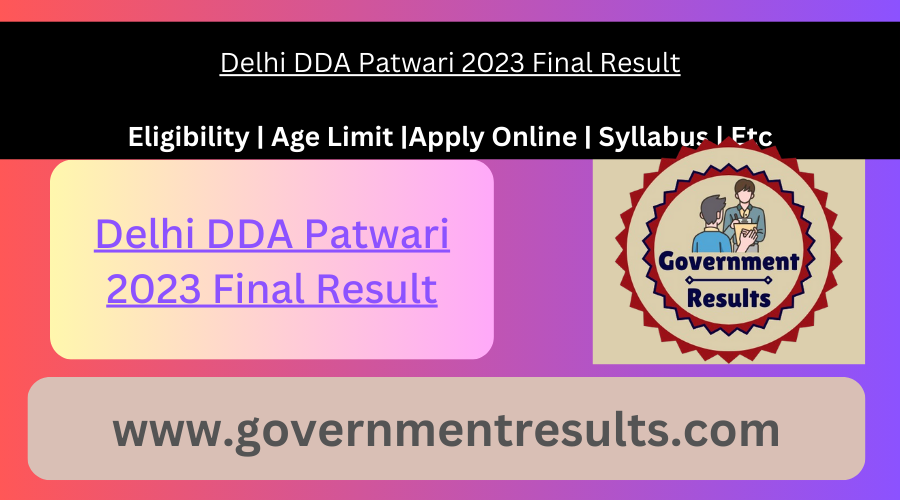 Delhi DDA Patwari 2023 Final Result