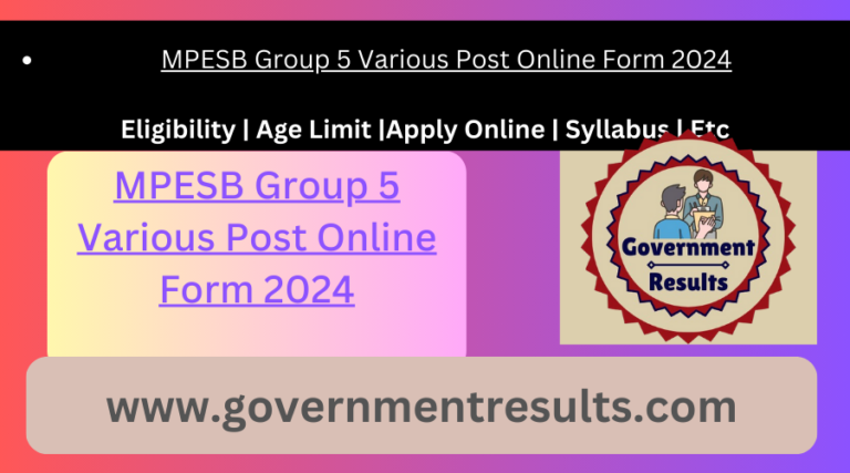 MPESB Group 5 Various Post Online Form 2024