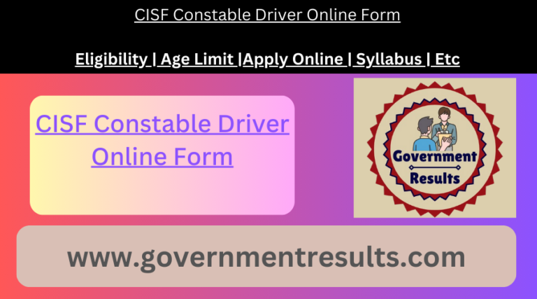 CISF Constable Driver Online Form