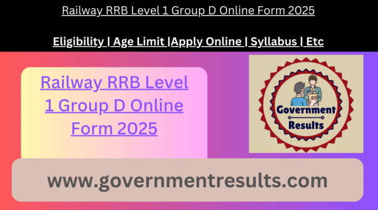 Railway RRB Level 1 Group D Online Form 2025