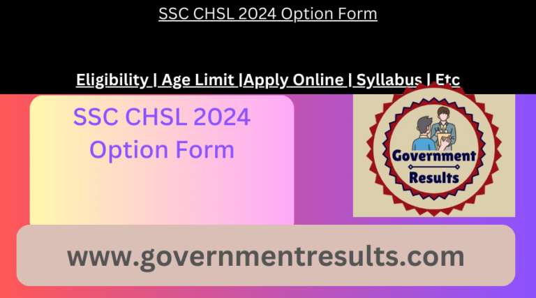SSC CHSL 2024 Option Form