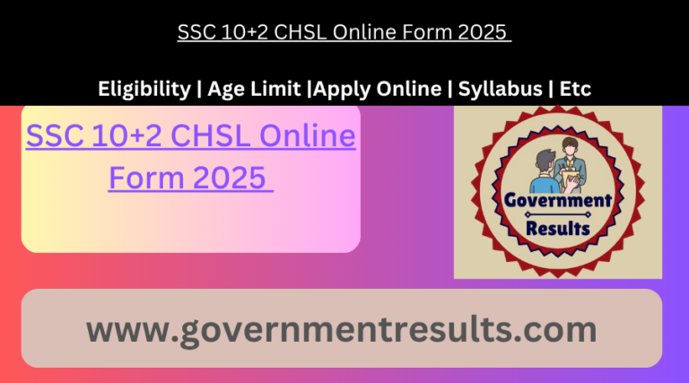 SSC 10+2 CHSL Online Form 2025