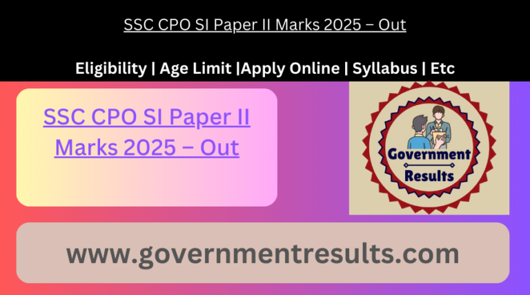 SSC CPO SI Paper II Marks 2025 – Out