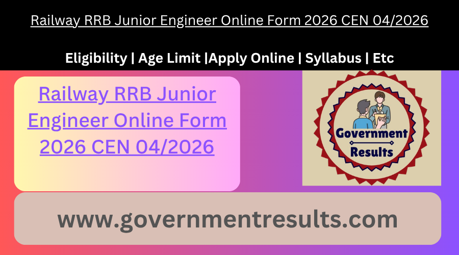 Railway RRB Junior Engineer Online Form 2026 CEN 04/2026